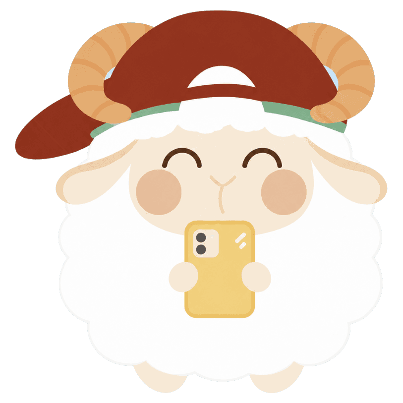 Muse, the MuseAgent sheep mascot, smiling and holding a phone